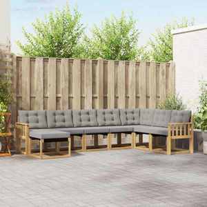 vidaXL Set de canapele de exterior cu pernă 8 pcs Alb și gri deschis imagine