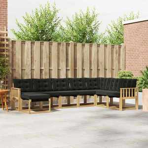 vidaXL Set de canapele de exterior cu pernă 8 pcs Alb și negru imagine