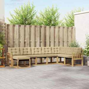 vidaXL Set de canapele de exterior cu pernă 8 pcs Alb și Bej imagine