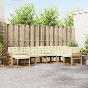 vidaXL Set de canapele de exterior cu pernă 8 pcs Alb și crem imagine