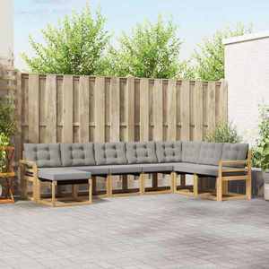 vidaXL Set de canapele de exterior cu pernă 8 pcs Alb și gri deschis imagine