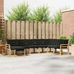 vidaXL Set de canapele de exterior cu pernă 8 pcs Alb și negru imagine