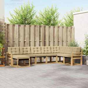 vidaXL Set de canapele de exterior cu pernă 8 pcs Alb și Bej imagine