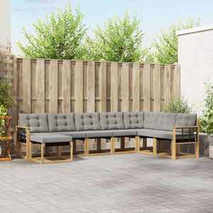 vidaXL Set de canapele de exterior cu pernă 8 pcs Alb și gri deschis imagine