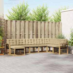 vidaXL Set de canapele de exterior cu pernă 8 pcs Alb și Bej imagine