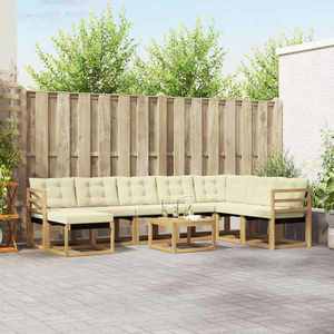 vidaXL Set de canapele de exterior cu pernă 9 pcs Alb și crem imagine