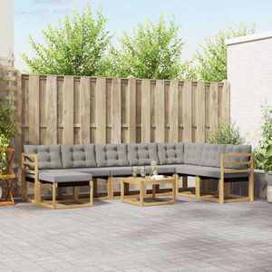 vidaXL Set de canapele de exterior cu pernă 9 pcs Alb și gri deschis imagine