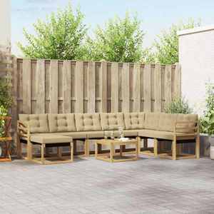 vidaXL Set de canapele de exterior cu pernă 9 pcs Alb și Bej imagine