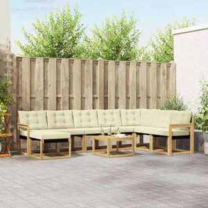 vidaXL Set de canapele de exterior cu pernă 9 pcs Alb și crem imagine