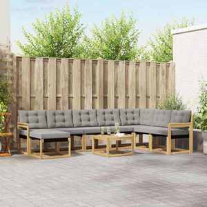 vidaXL Set de canapele de exterior cu pernă 9 pcs Alb și gri deschis imagine