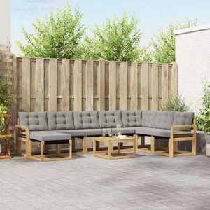 vidaXL Set de canapele de exterior cu pernă 9 pcs Alb și gri deschis imagine