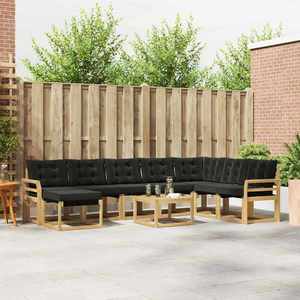 vidaXL Set de canapele de exterior cu pernă 9 pcs Alb și negru imagine