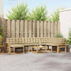 vidaXL Set de canapele de exterior cu pernă 9 pcs Alb și Bej imagine
