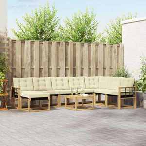 vidaXL Set de canapele de exterior cu pernă 9 pcs Alb și crem imagine
