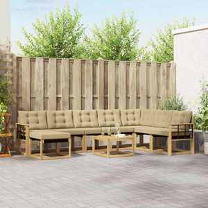 vidaXL Set de canapele de exterior cu pernă 9 pcs Alb și Bej imagine