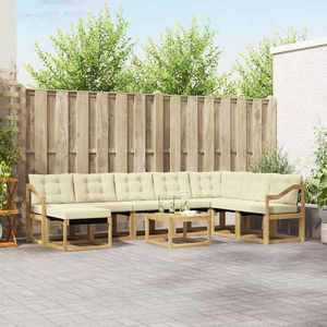 vidaXL Set de canapele de exterior cu pernă 9 pcs Alb și crem imagine
