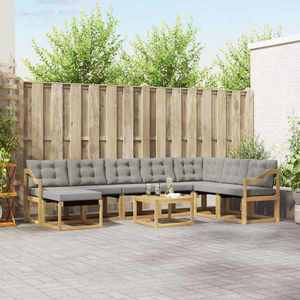 vidaXL Set de canapele de exterior cu pernă 9 pcs Alb și gri deschis imagine