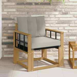 vidaXL Canapea de exterior Lemn solid de Acacia și Textilene Alb imagine