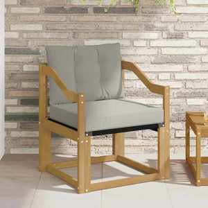 vidaXL Canapea de exterior Lemn Solid de Acacia Alb și gri deschis imagine