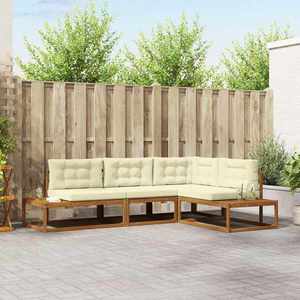 vidaXL Set de canapele de exterior Natural și Crem imagine