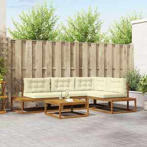vidaXL Set de canapele de exterior Natural și Crem imagine