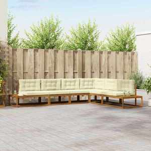vidaXL Set de canapele de exterior Natural și Crem imagine