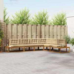 vidaXL Set de canapele de exterior Natural și Bej imagine