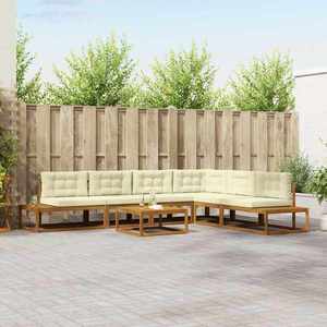 vidaXL Set de canapele de exterior Natural și Crem imagine