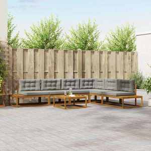 vidaXL Set de canapele de exterior Gri natural și deschis imagine