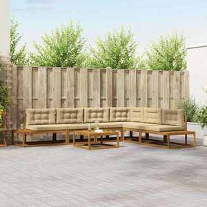 vidaXL Set de canapele de exterior Natural și Bej imagine