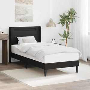 vidaXL Cadru de pat cu benzi LED Negru 90 x 200 cm Piele artificială imagine