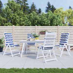 vidaXL Perne pentru exterior 4 pcs Albastru și Alb 120 x 50 x 7 cm imagine