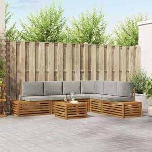 vidaXL Set de canapele de exterior 7 Bucată Gri natural și deschis imagine