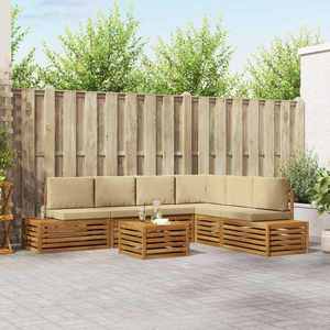 vidaXL Set de canapele de exterior cu pernă 7 Bucată Natural și Bej imagine
