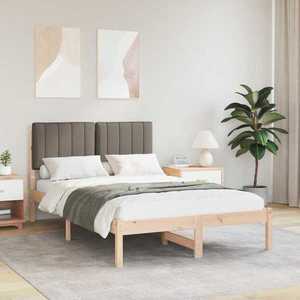 vidaXL Cadru de pat cu tăblie tapițată Natural și taupe 120 x 200 cm imagine