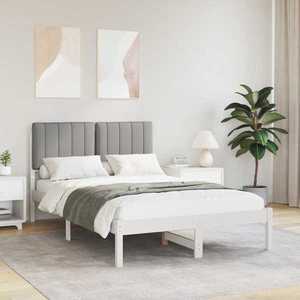vidaXL Cadru de pat cu tăblie tapițată Alb și gri deschis 120 x 200 cm imagine