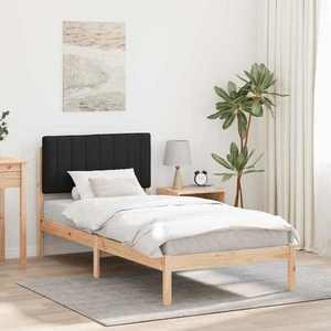 vidaXL Cadru de pat cu tăblie tapițată Natural și Negru 90 x 200 cm imagine