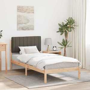 vidaXL Cadru de pat cu tăblie tapițată Natural și taupe 90 x 200 cm imagine