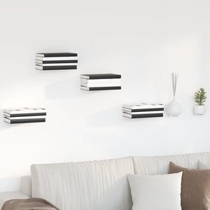 vidaXL Raft suspendat cu raft Pe perete 4 pcs Alb 6 x 10, 8 x 6, 6 cm imagine
