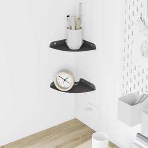 vidaXL Raft suspendat cu raft cu depozitare 2 pcs Negru 15 x 15 x 2 cm imagine