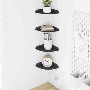 vidaXL Raft suspendat cu raft cu depozitare 4 pcs Negru 15 x 15 x 2 cm imagine