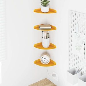 vidaXL Raft suspendat cu raft 4 pcs Galben muștar 15 x 15 x 2 cm imagine