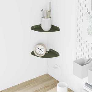 vidaXL Raft suspendat cu raft 2 pcs Verde măsliniu 15 x 15 x 2 cm imagine