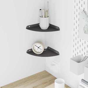 vidaXL Raft suspendat cu raft cu depozitare 2 pcs Negru 18 x 18 x 2 cm imagine