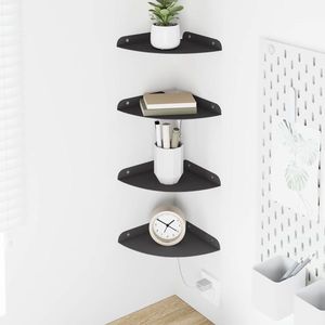 vidaXL Raft suspendat cu raft cu depozitare 4 pcs Negru 18 x 18 x 2 cm imagine