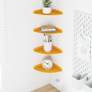 vidaXL Raft suspendat cu raft 4 pcs Galben muștar 18 x 18 x 2 cm imagine