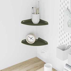 vidaXL Raft suspendat cu raft 2 pcs Verde măsliniu 18 x 18 x 2 cm imagine