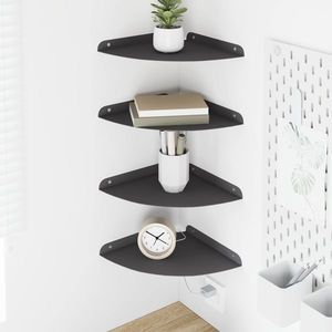 vidaXL Raft suspendat cu raft cu depozitare 4 pcs Negru 24 x 24 x 2 cm imagine