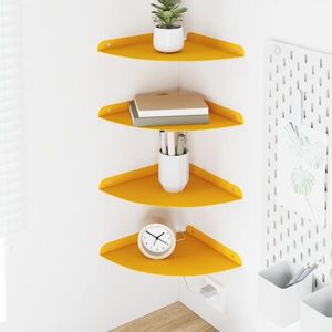vidaXL Raft suspendat cu raft 4 pcs Galben muștar 24 x 24 x 2 cm imagine