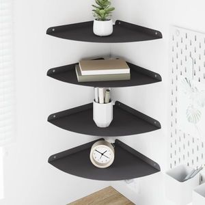 vidaXL Raft suspendat cu raft cu depozitare 4 pcs Negru 30 x 30 x 2 cm imagine